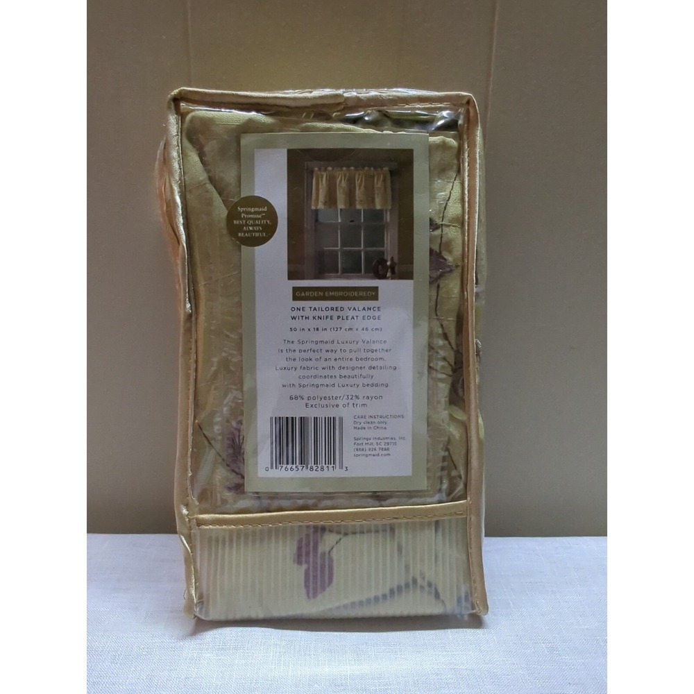 Springmaid Luxury Valance - Garden Embroidery 50" × 18" Knife Pleat Edge NOS‎